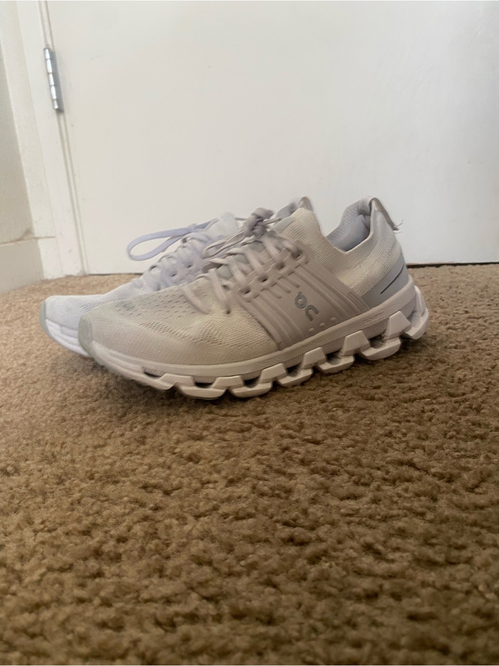 On Running Women's Athletic Shoes in Light Grey and White